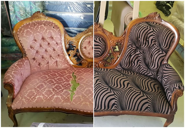 Sofa before and after